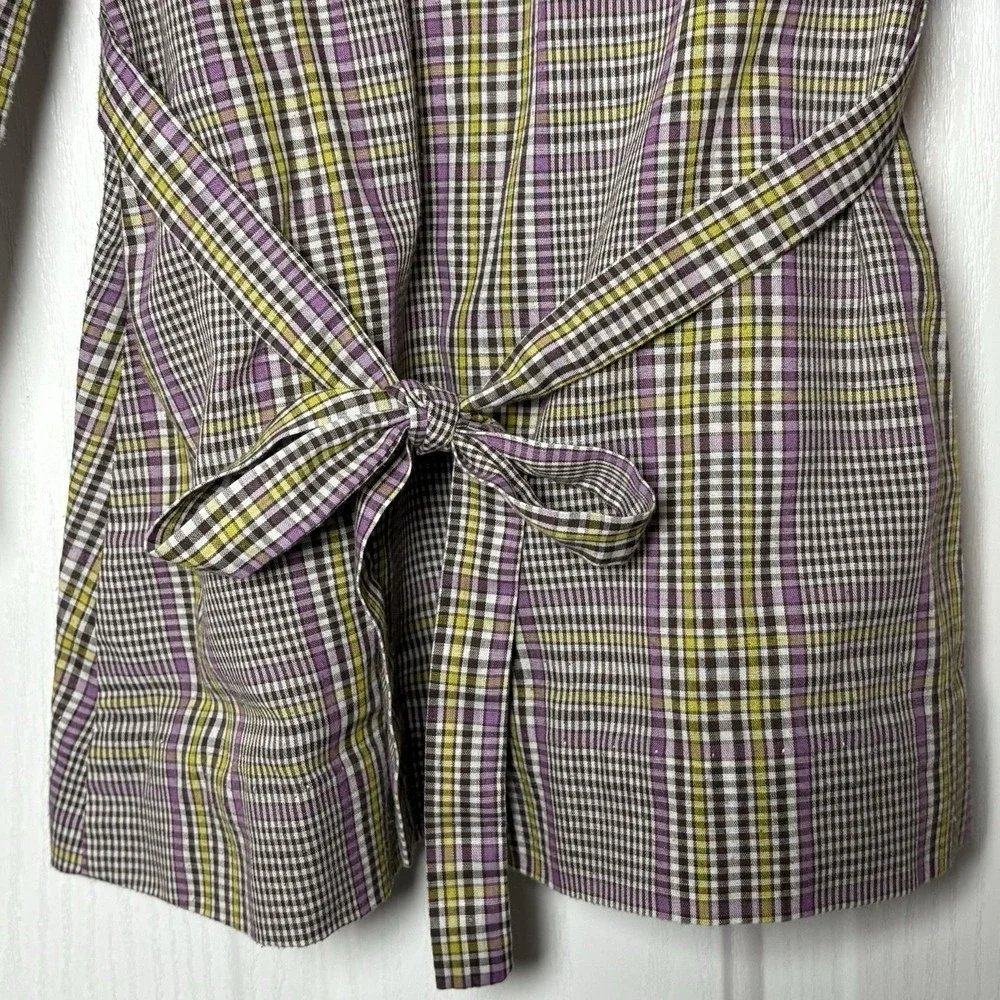 Girls VTG Dress Sz 5 Embroidered Mouse Lace‎ Collar Sleeves Gingham Print Tie